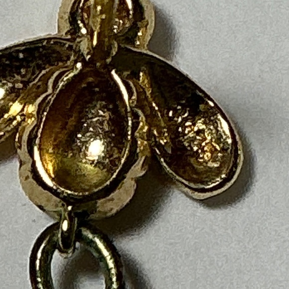 Sterling Silver Gold Tone Honey Bee 🐝 Drop Earrings W/ A Honey Colored Bead - Picture 5 of 7